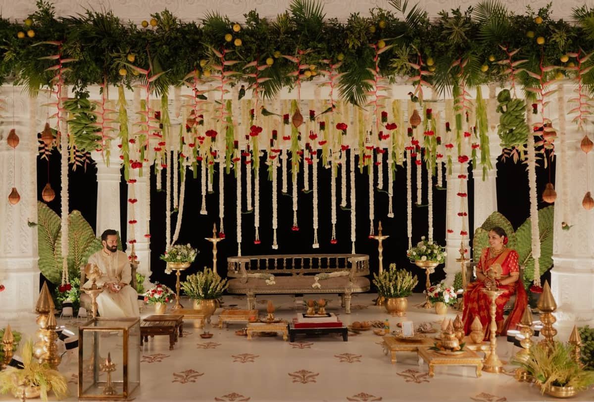 Wedding mandap decorated with flowers